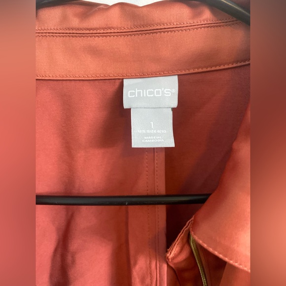 Chico's Desert Red Satin Utility Jacket - Picture 5 of 7